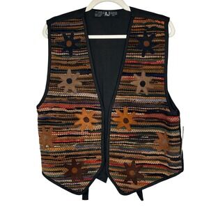 AJ Womens Vest Size L Western Star Patchwork Textured Multi Color Leather NWT